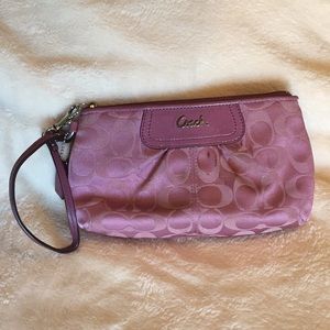 Pink/purple Coach wristlet